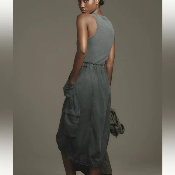 Daily Practice by Anthropologie Be Bold Racerback Twofer Dress in “Washed Black” - Picture 6 of 15